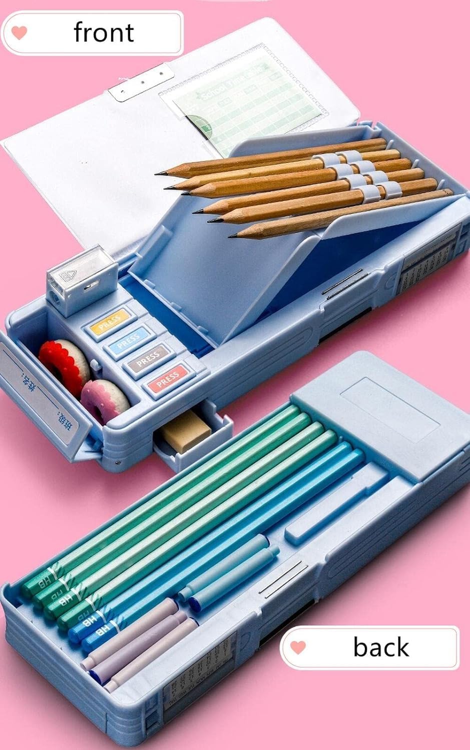 Multifunctional Cute School Pencil Box for Girls, Dinosaur Compass Box for Boys, Aesthetic Stationary Items for Kids, Magnetic Pencil Box