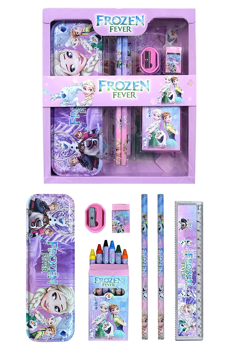 Stationary Kit Set for School Kids - Pencil Pen Book Eraser Sharpener - Stationary Kit Set for Girls/Boys Birthday Gift - Multicolor