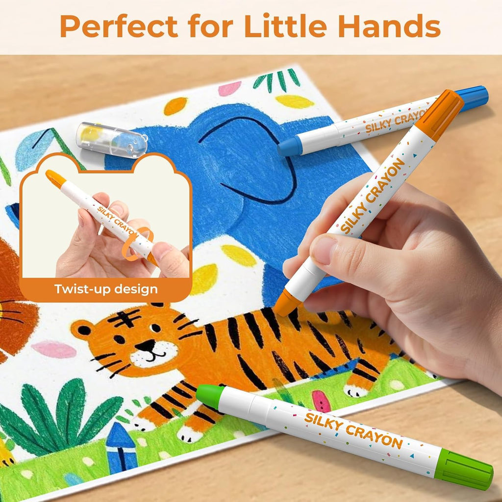 Twist Crayons for  Kids, 24 Colors Smooth & Easy-Grip Crayons, Non-Toxic Art Supplies, Ultimate Art Gift Kit for Kids Ages 3-8