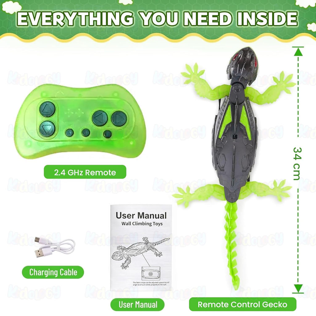 Wall Climbing RC Lizard Toy | Remote Control Gecko that Crawls on Walls & Ceilings | 360° Stunt RC with LED Eyes | Prank & Thrill Gift for Boys & Girls