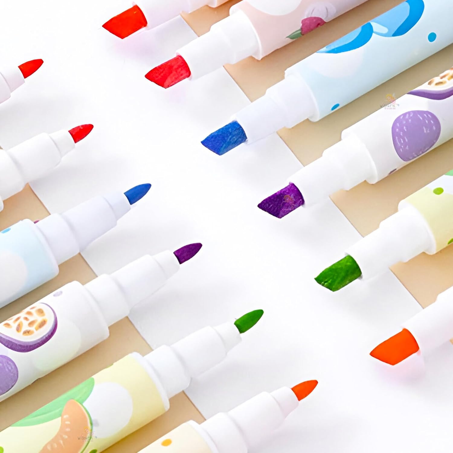 Double Head Fruit Scented Marker Pens, Water-Based Non-Toxic Ink, Quick Drying Dual Tip Highlighter Pens for Multipurpose for Kids and Adults, 8+ Years (Pack of 6, Multicolor)