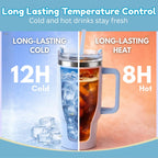 Stainless Steel Insulated Tumbler with Handle, Lid & Straw | Hot & Cold Large Travel Mug Water Cup for Gym, Office & Outdoor Use | Leakproof | 1200 ml(Blue)