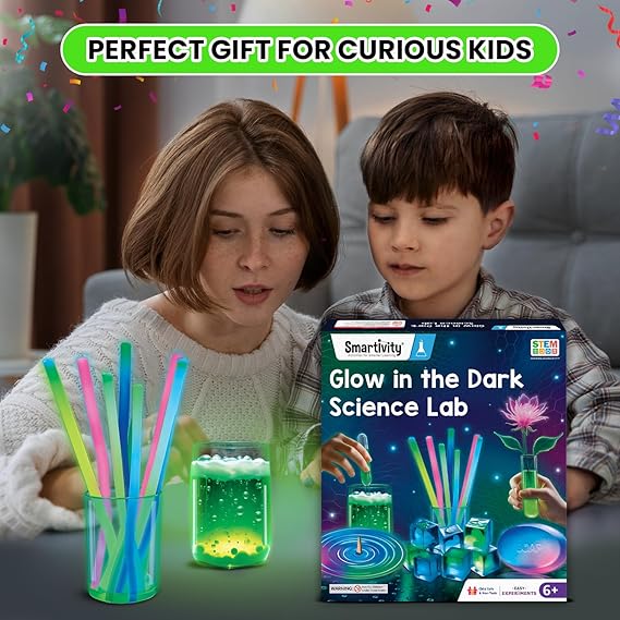 Smartivity Glow Magic Science Kit for Kids Ages 6-12 Years | 20 Amazing Glow in The Dark Science Experiments