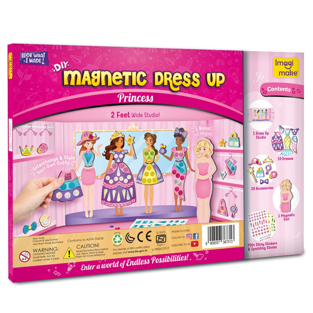 Imagimake DIY Magnetic Dress-Up Princess |  Birthday Gift for Girls Ages 3-7 Multicolour