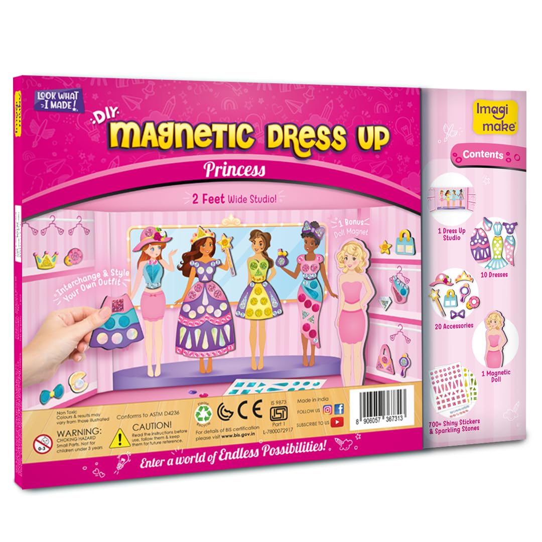 Imagimake DIY Magnetic Dress-Up Princess |  Birthday Gift for Girls Ages 3-7 Multicolour