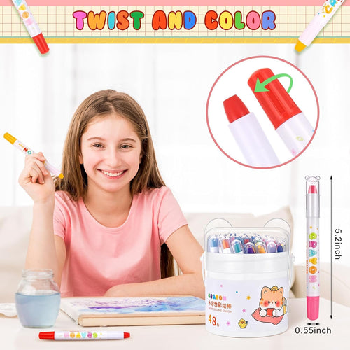 48 Color Silky Twistable Crayons Easy Grip for Artist, Multicultural Pastel Crayons, Art Supplies Coloring Gift (48 Colors)