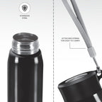 MILTON Handy 650 Stainless Steel Sipper Water Bottle 690 ml, Single Walled, I Leak Proof Lid, Rust Proof I For School, Office, Gym I Black