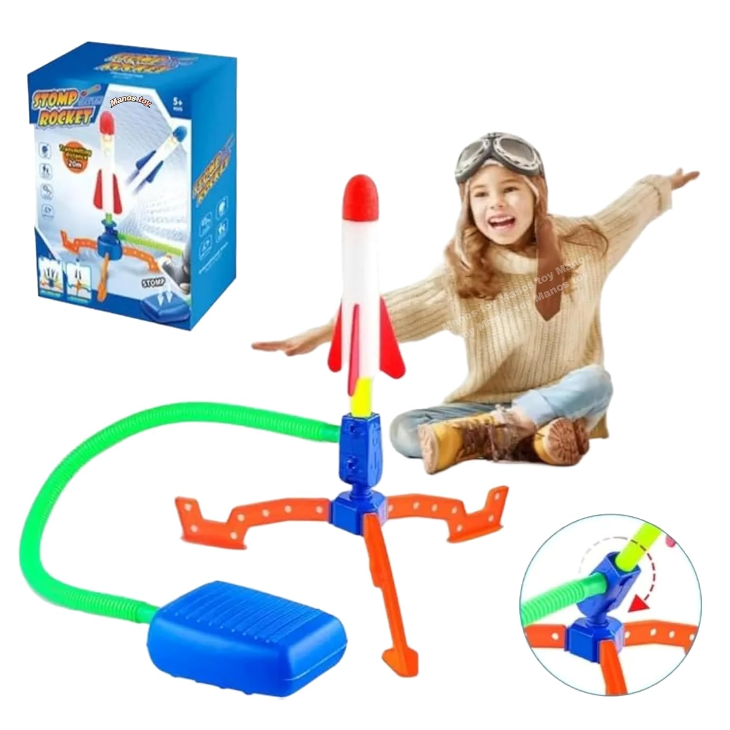 Kids  Rocket Launcher Toy Set with 1 Foam Rockets, Outdoor Physical Activity Game Pack of 1