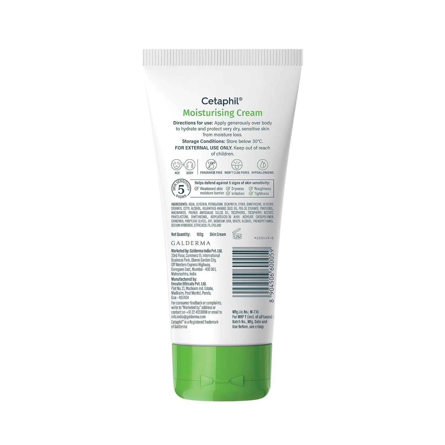 Cetaphil Moisturising Cream 100 g for Dry & Sensitive Skin | Prevents Moisture Loss & Repairs Skin Barrier | Dermatologist Recommended