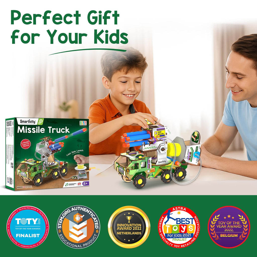 DIY Military Vehicle STEM Building Set for Kids 8-14 Years, Army Truck with Air Powered , Birthday Gift for Kids ,53 Pcs