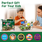 DIY Military Vehicle STEM Building Set for Kids 8-14 Years, Army Truck with Air Powered , Birthday Gift for Kids ,53 Pcs