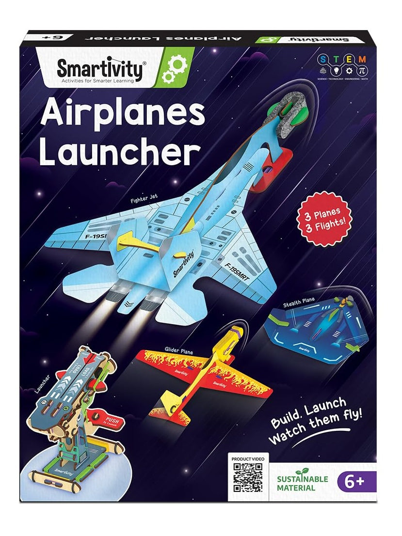 3 in 1 Airplanes Launcher Toy for Kids 6-12 | Build & Launch 3 Planes – Fighter Jet, Glider, Stealth | Birthday Gift for Boys & Girls