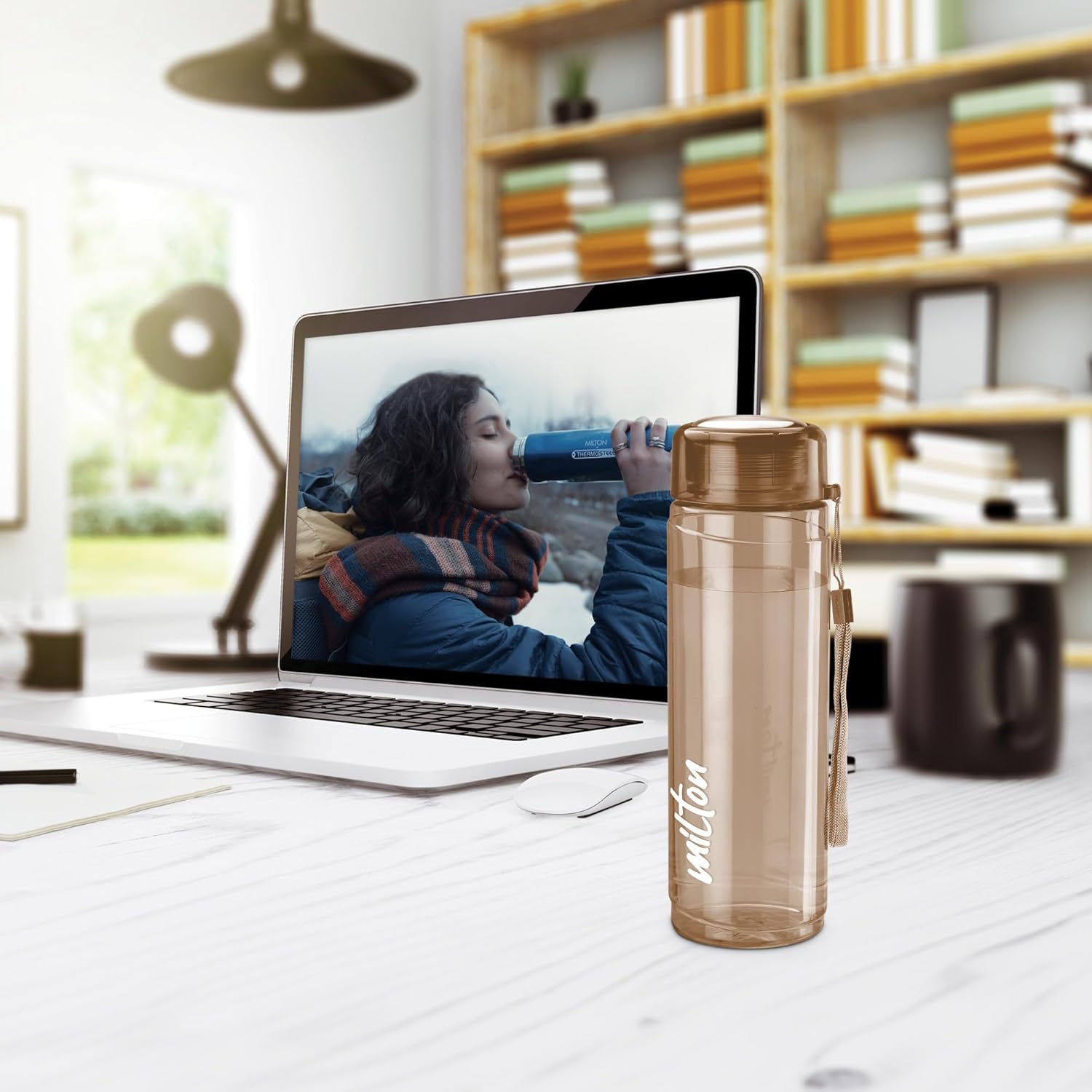 MILTON Hector 1000 Water Bottle, 1 Litre, Reusable Plastic Fridge Bottle, BPA Free and Leak Proof Bottles for Travel, Work, Pack of 1, Brown