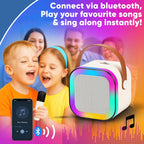 Rechargeable Karaoke Mic with Speaker for Singing | Wireless Mini Portable Bluetooth Speaker with Microphone & LED Lights | Cute Birthday Gift  Musical Toys for Kids and Adults