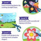 Skillmatics Scissor Skills Activity Book - Snip Snip, 25 Fun Cutting & Creative Activities for Preschoolers, 2 Child-Safe Scissors, Fine Motor Skills Craft Kit, Gifts for Kids Ages 3, 4, 5, 6, 7