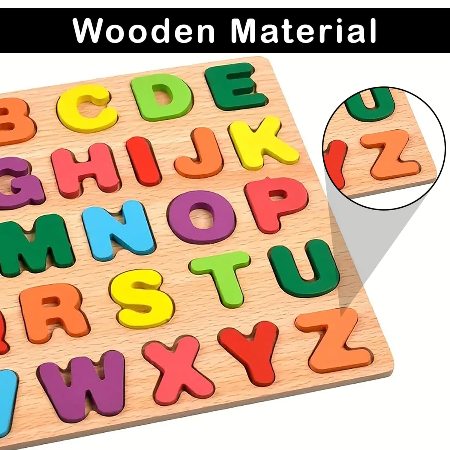 Wooden 3D Capital Alphabets, Numbers, and Shapes Board Puzzle, Educational Puzzles for Early Learning, Colorful Toy, Montessori Toy for Pre-Schooler Kids, Multicolor (Pack of 3)