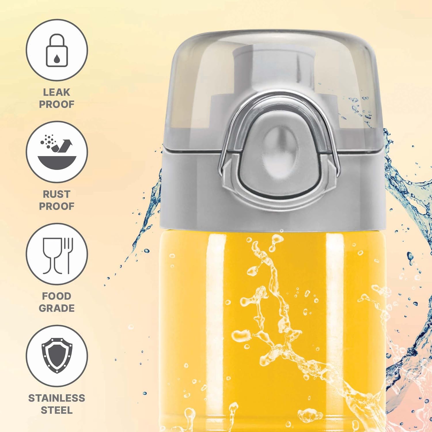 Milton Vogue 750 Stainless Steel Water Bottle with One Touch Safety Lock, 750 ml Water Bottles, Single Walled, Leak-Proof, Travel Bottle, Yellow