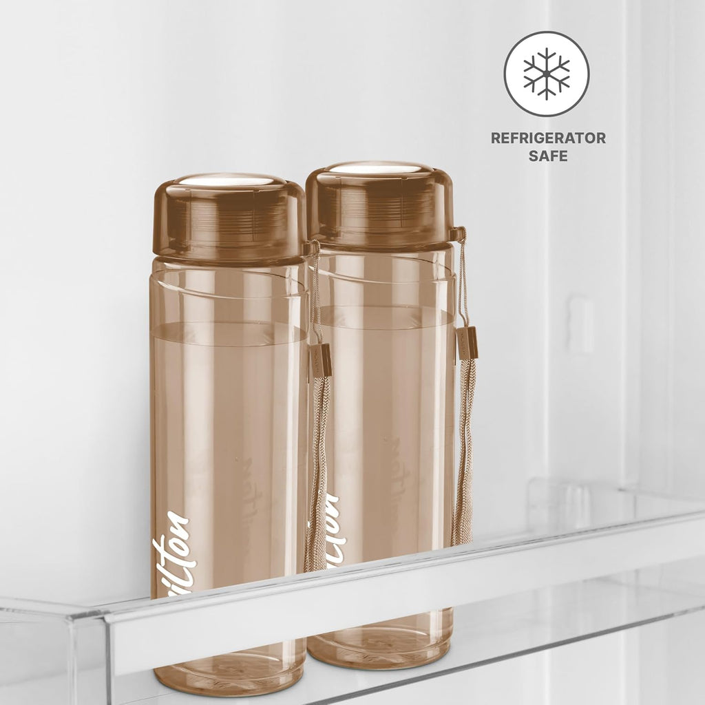 MILTON Hector 1000 Water Bottle, 1 Litre, Reusable Plastic Fridge Bottle, BPA Free and Leak Proof Bottles for Travel, Work, Pack of 1, Brown