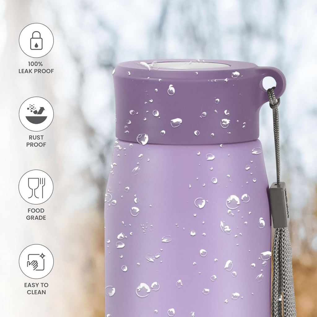 MILTON Handy 650 Stainless Steel Sipper Water Bottle 690 ml, Single Walled I Leak Proof Lid I For School, Office, Gym I Purple