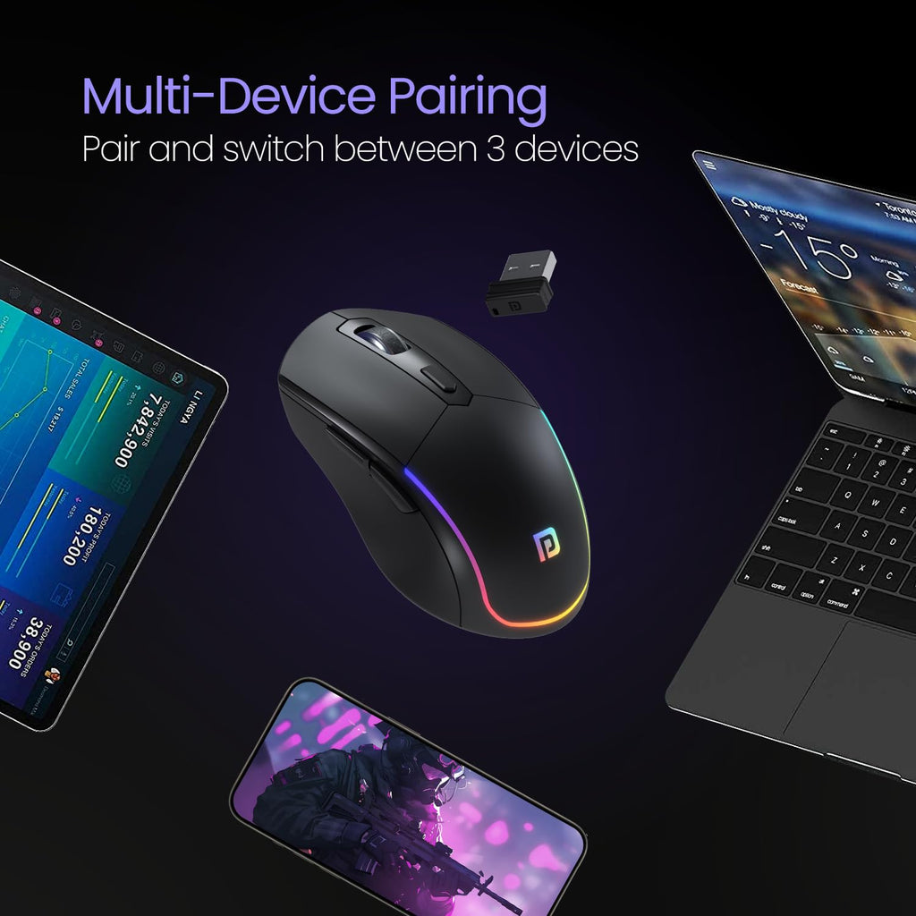 Portronics Toad One Bluetooth Mouse with 2.4 GHz & BT 5.3 Dual Wireless,Design for Laptop, Smartphone, Tablet (Black)