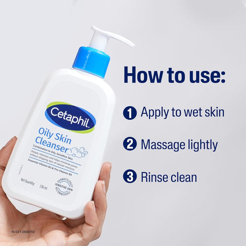 Cetaphil Oily Skin Cleanser Face Wash 118 ml | Deep Cleansing for Oily, Acne Prone Skin | Gentle Foaming, Non-Irritating, pH Balanced | Dermatologist Recommended | For Your Sensitive Skin