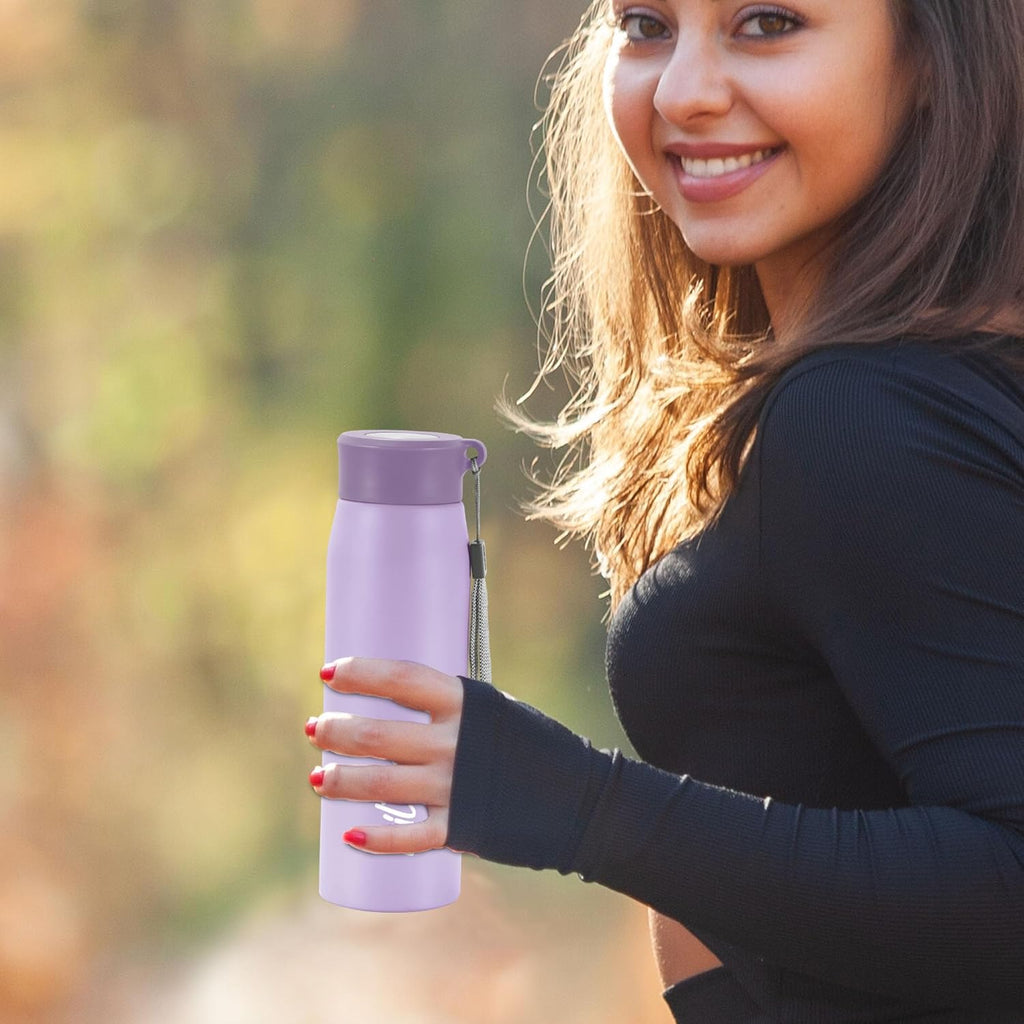 MILTON Handy 650 Stainless Steel Sipper Water Bottle 690 ml, Single Walled I Leak Proof Lid I For School, Office, Gym I Purple
