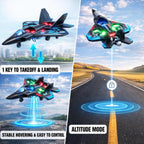 Remote Control Aeroplane RC Plane for 6-16 Years Kids Adults Fighter Jet Toy with LED Lights 360° Flip Hovering Stunt Roll Spin Flight Aircraft Foam Glider Airplane Hobby Toy