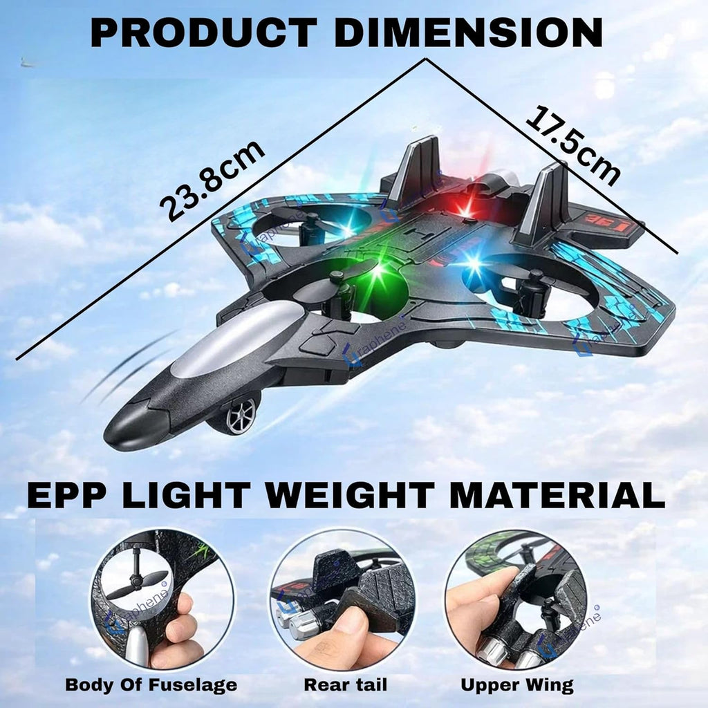 Remote Control Aeroplane RC Plane for 6-16 Years Kids Adults Fighter Jet Toy with LED Lights 360° Flip Hovering Stunt Roll Spin Flight Aircraft Foam Glider Airplane Hobby Toy