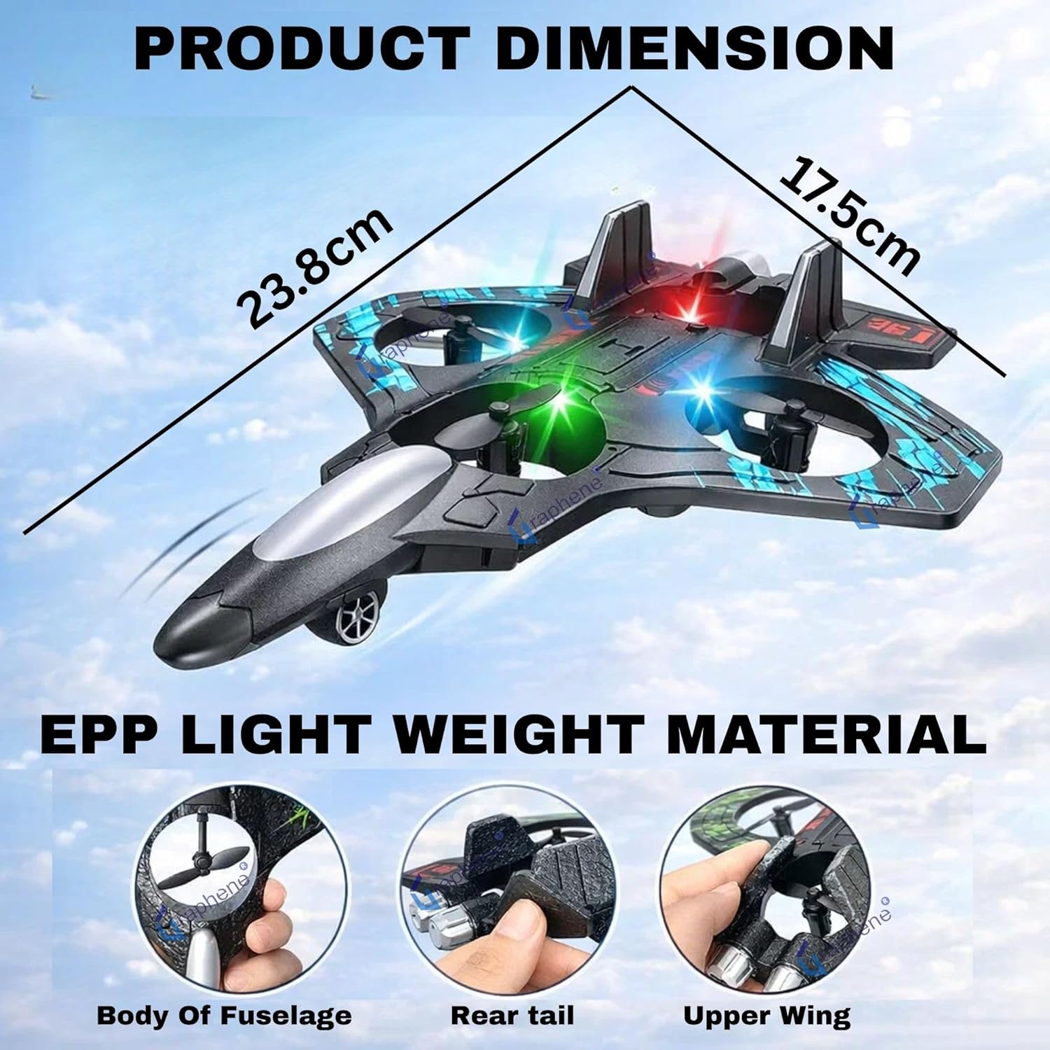 Remote Control Aeroplane RC Plane for 6-16 Years Kids Adults Fighter Jet Toy with LED Lights 360° Flip Hovering Stunt Roll Spin Flight Aircraft Foam Glider Airplane Hobby Toy