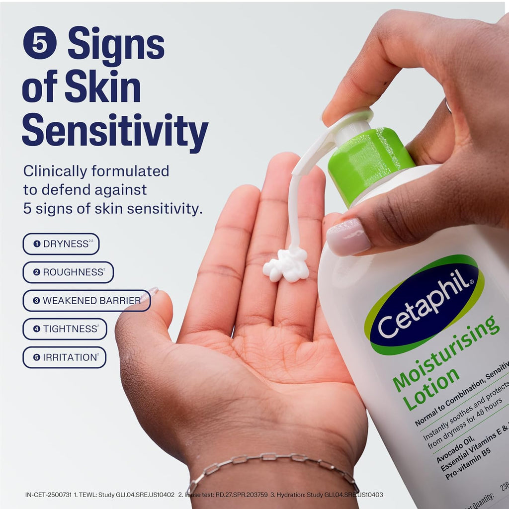 Cetaphil Moisturising Lotion 118 ml for Dry to Normal & Sensitive Skin | 48H Hydration with Niacinamide, Panthenol & Glycerin | Fragrance-Free, Non-Greasy, Dermatologist Recommended