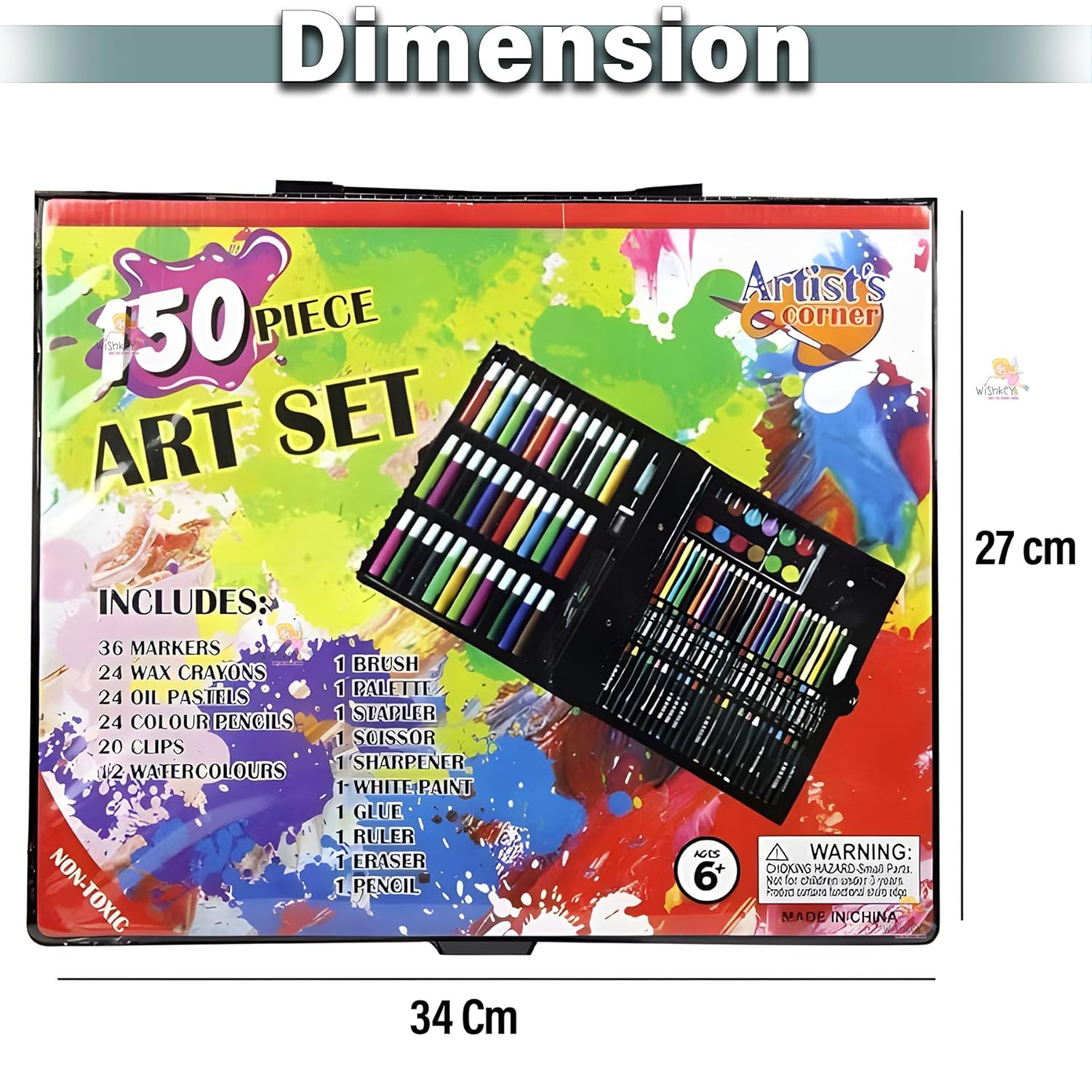 150 Pieces Art Set for Kids with Case, Art and Craft Supplies Kit for Drawing and Painting, Color Set with Markers, Water Colors, Brush, Color Pencils, Crayons