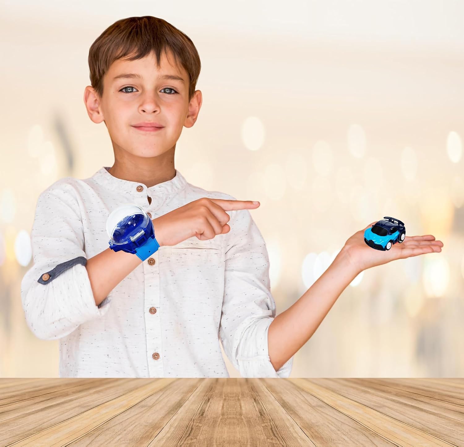 Wrist Watch Remote Controlled Mini Car Toy for Kids with USB Charging Cable - Rechargeable 2 Function Remote Watch
