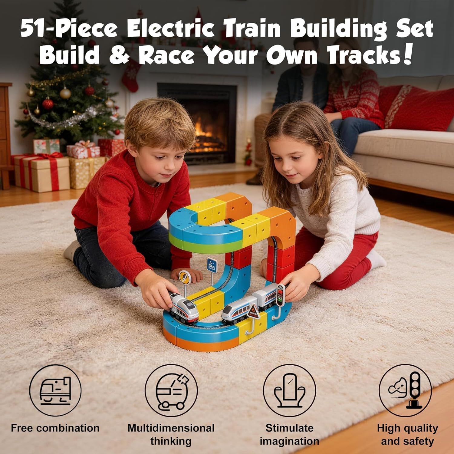 Anti-Gravity DIY Cube Track Magic Rail Train Set, 51 Pcs, for Ages 3+ | Educational Building Track Toy, Multicolour, Loop, Multi-Layer Tracks