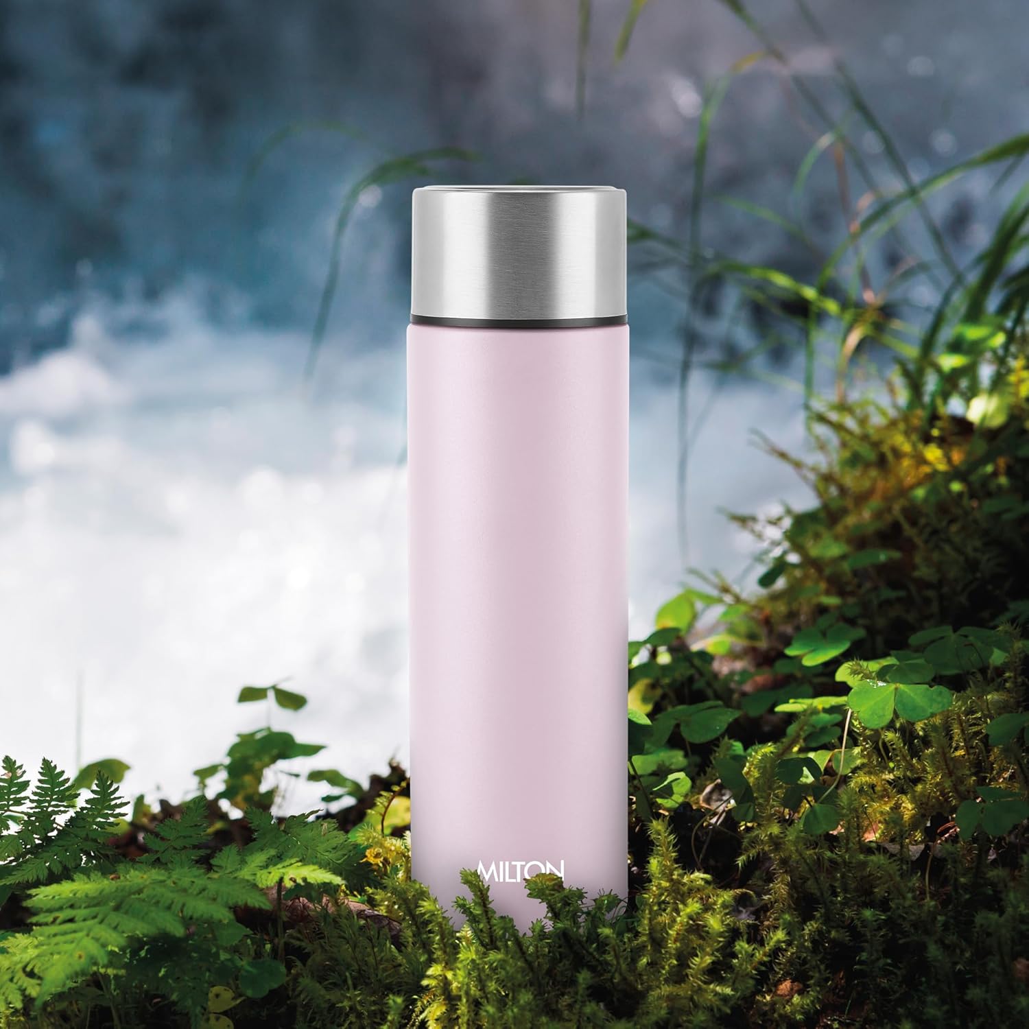 MILTON Glide 1000 Stainless Steel Water Bottle 1 LTR, Single Walled, ISI Certified I Leak Proof Lid, Rust Proof I for School, Office, Gym I Light Pink