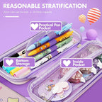 3D Unicorn Cover Large Capacity Pencil Case Compass With Compartments, School Supply Organizer For Girls