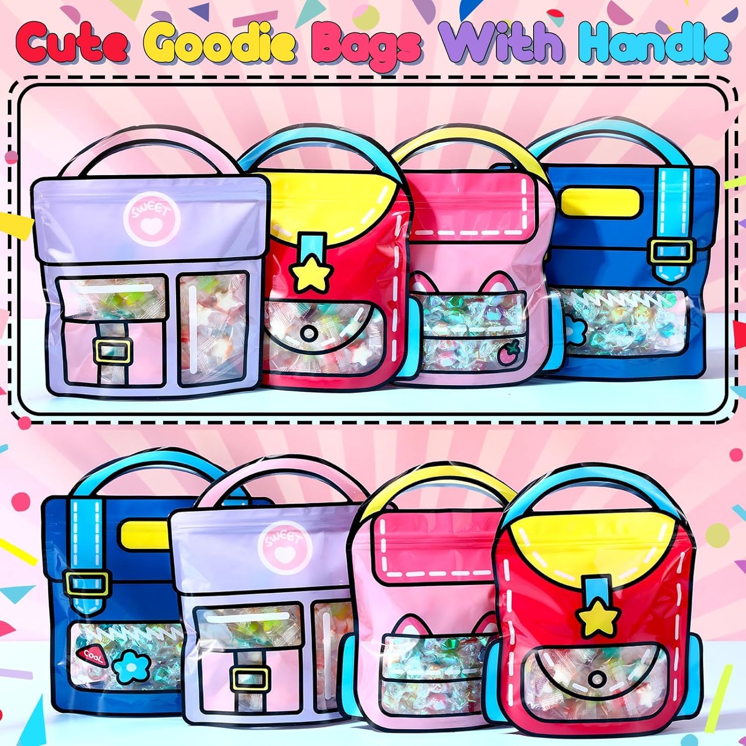 40 Pcs Party Favor Bags Bulk Reusable Birthday Goodie Bags with Handle for Birthdays, Weddings, Sweets, Christmas