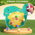 Dinosaur Ball Shooting Toy for Kids, Sticky Target Dart Board Game with Soft Balls, Indoor Outdoor Shooting Game Set for Boys & Girls