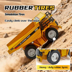 Mini RC Dump Truck Toy for Kids | 1:64 Scale Metal Construction Truck | Movable Hopper with Flexible Joint  | Rechargeable Type C