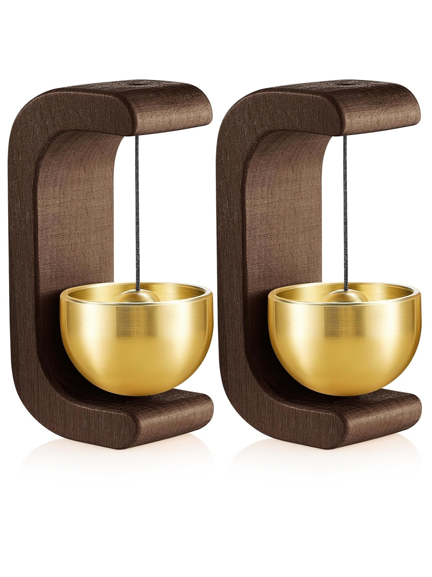 2 Pcs Magnetic Wooden Wind Chime Doorbell Decoration Shopkeepers Bell for Door Opening C Shape for Housewarming Gift Refrigerator Room Garden Restaurant (Black Walnut)