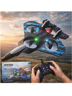 Remote Control Aeroplane RC Plane for 6-16 Years Kids Adults Fighter Jet Toy with LED Lights 360° Flip Hovering Stunt Roll Spin Flight Aircraft Foam Glider Airplane Hobby Toy