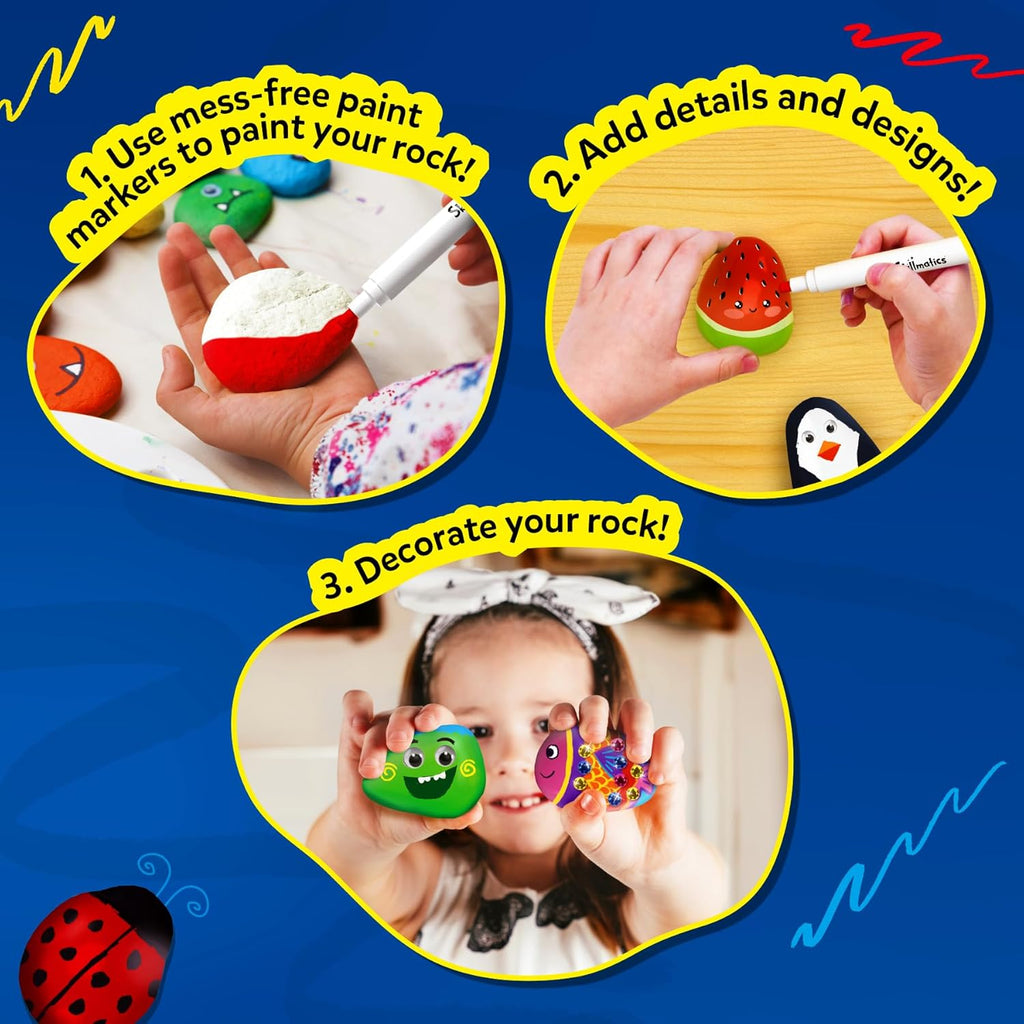 Skillmatics Rock Painting Kit - Mess-Free Art & Craft Activity for Girls & Boys,  DIY Creative Activity, Gifts for Kids Ages 4-12, Multicoloured