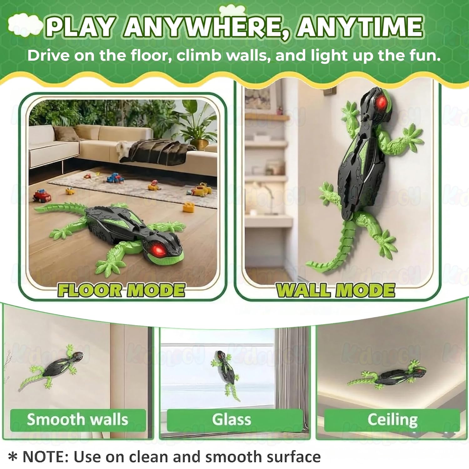 Wall Climbing RC Lizard Toy | Remote Control Gecko that Crawls on Walls & Ceilings | 360° Stunt RC with LED Eyes | Prank & Thrill Gift for Boys & Girls