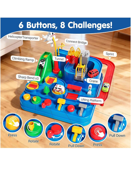 Car Race Track Adventure Toys for 3+ Year Old Boys & Girls, City Rescue Preschool Educational Vehicle Puzzle Playset