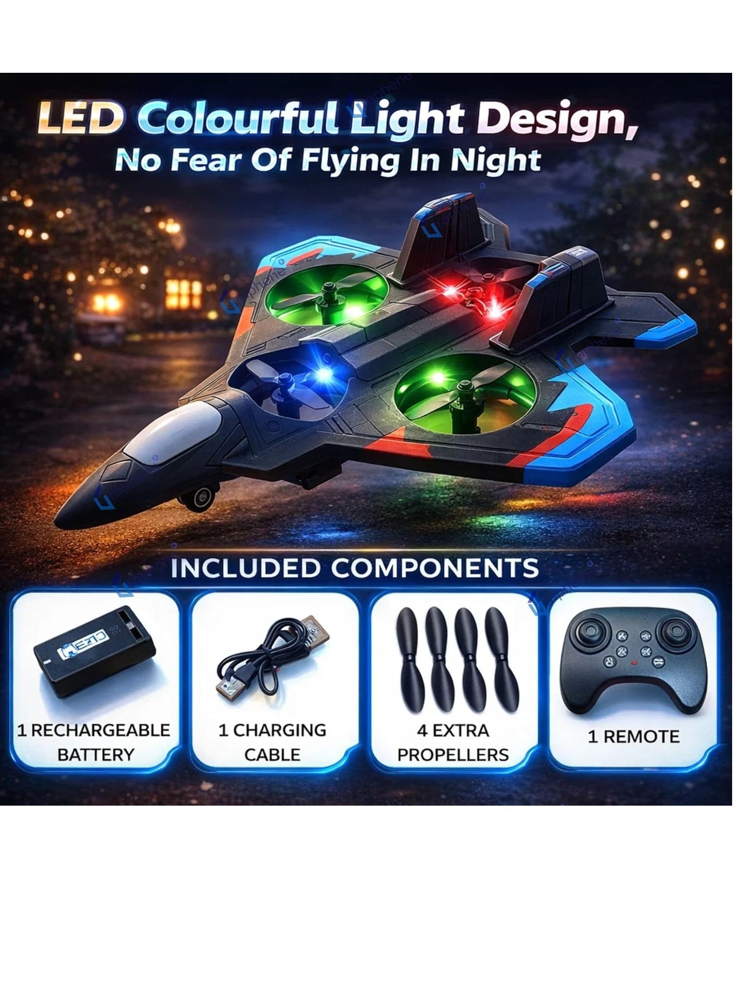 Remote Control Aeroplane RC Plane for 6-16 Years Kids Adults Fighter Jet Toy with LED Lights 360° Flip Hovering Stunt Roll Spin Flight Aircraft Foam Glider Airplane Hobby Toy