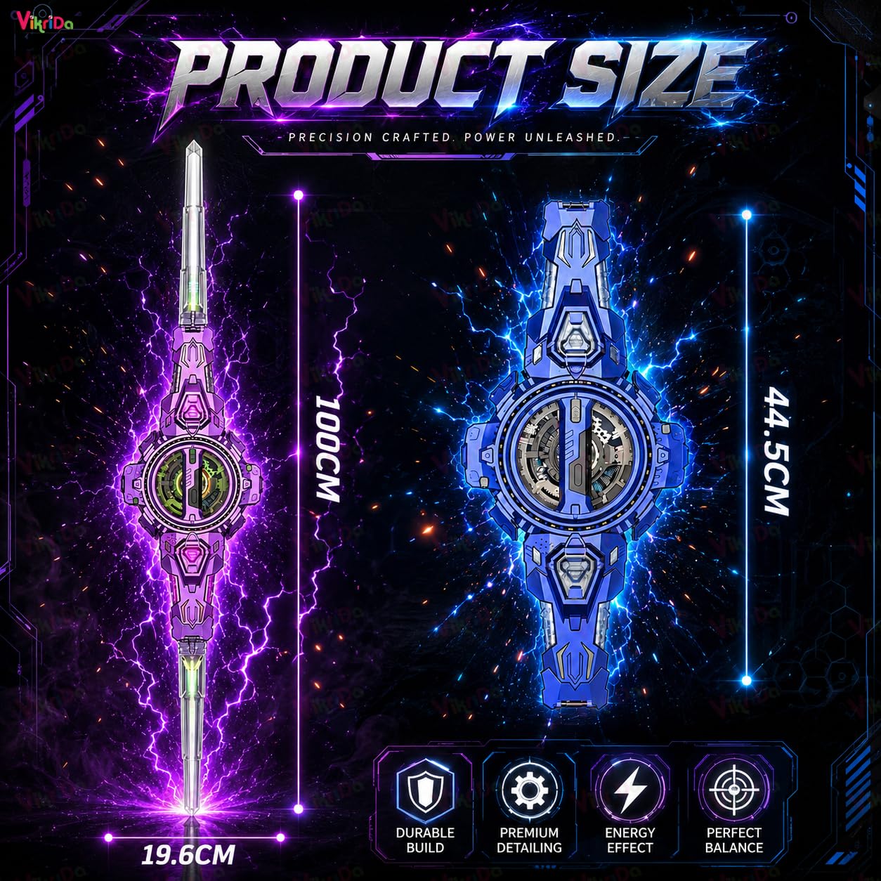 Retractable Double-Edged LED Light Sword for Kids | Telescopic Expandable Spinning Sword with FX Sound & Multi-Color Lights | USB Type-C Rechargeable Role Play Toy (Cable Not Included)
