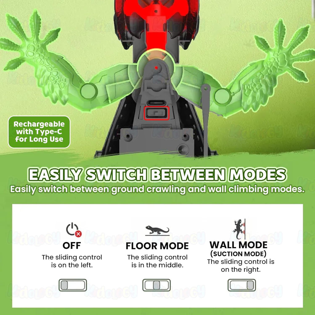 Wall Climbing RC Lizard Toy | Remote Control Gecko that Crawls on Walls & Ceilings | 360° Stunt RC with LED Eyes | Prank & Thrill Gift for Boys & Girls
