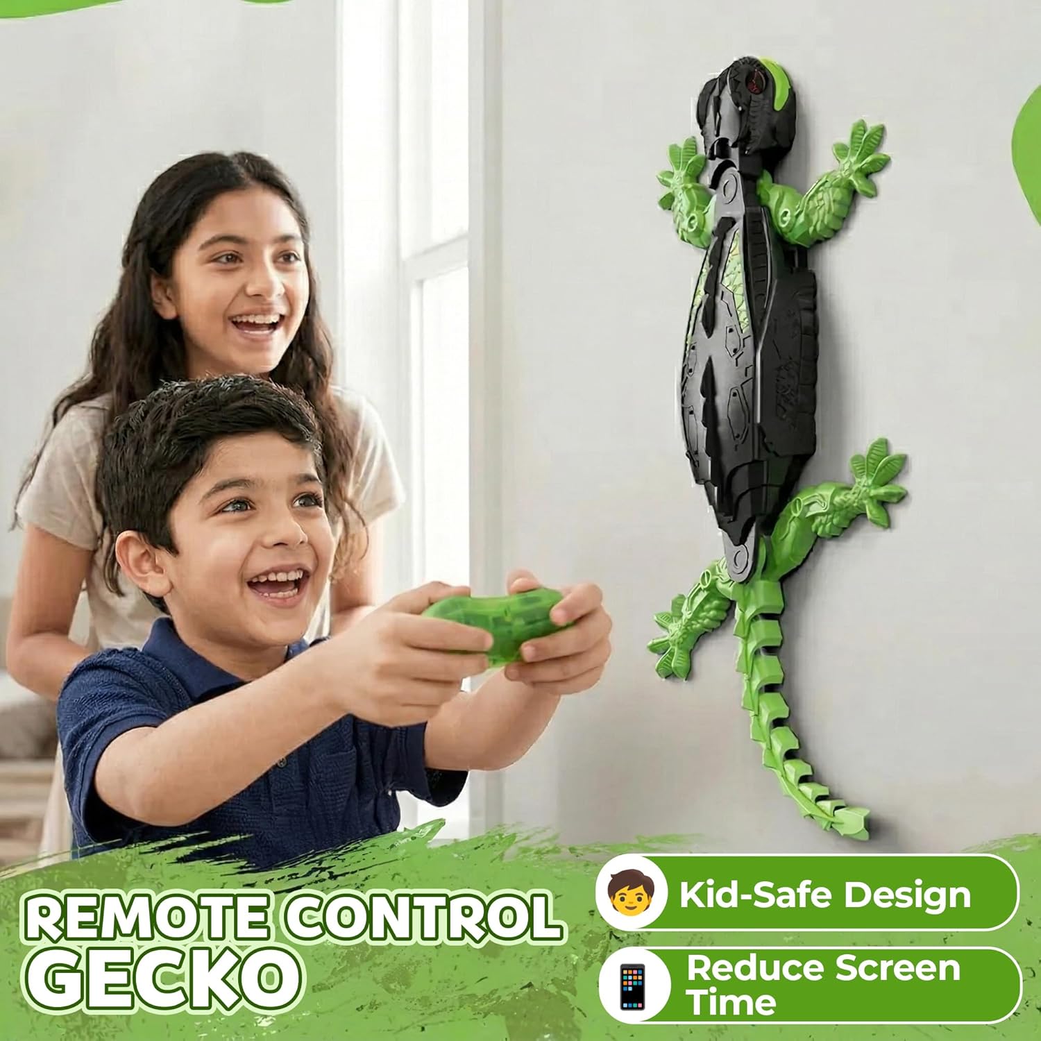 Wall Climbing RC Lizard Toy | Remote Control Gecko that Crawls on Walls & Ceilings | 360° Stunt RC with LED Eyes | Prank & Thrill Gift for Boys & Girls