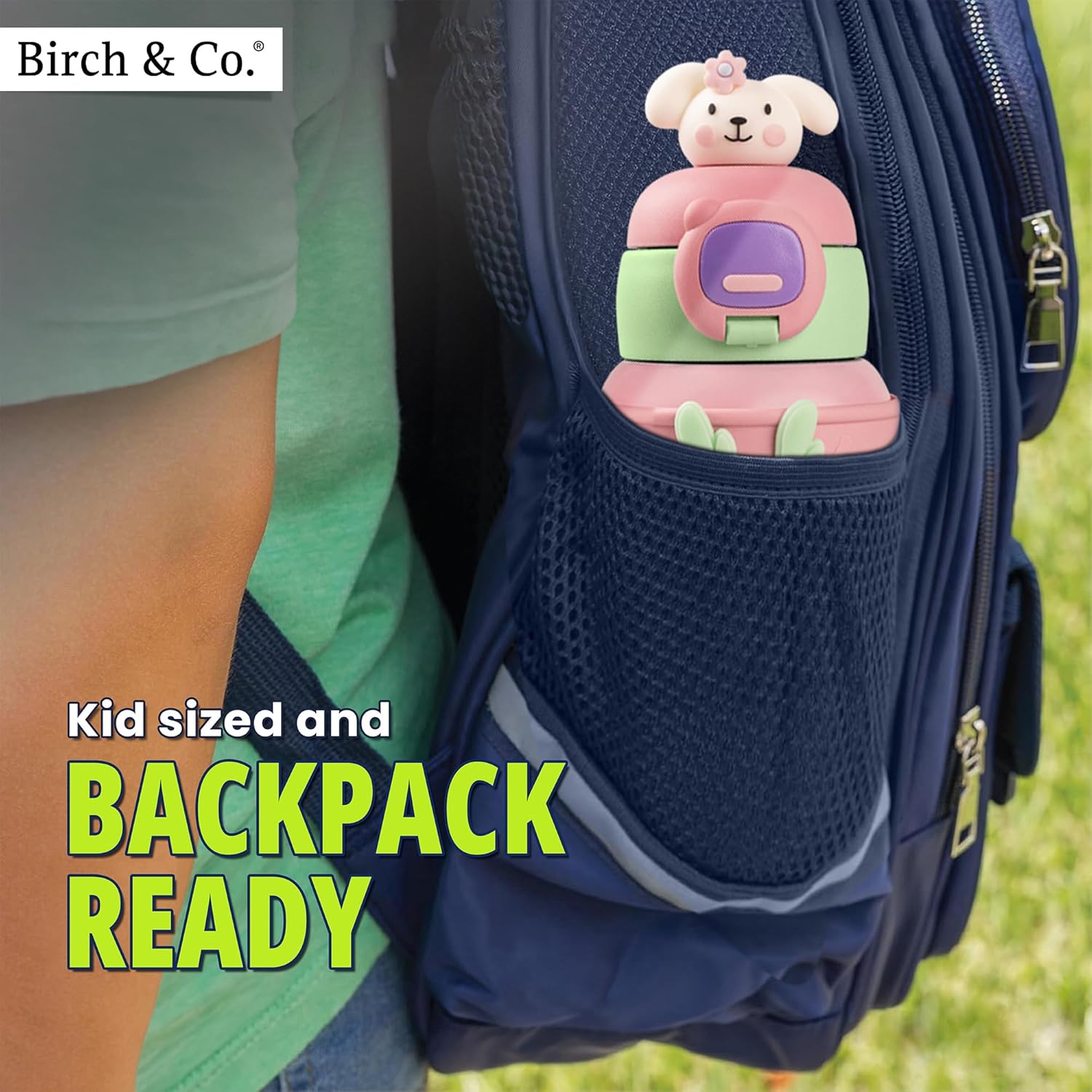 TEDDY Water Bottle - Waterbottle for Girls and Boys, Stainless Steel, Spill-Proof, BPA-Free, Pink