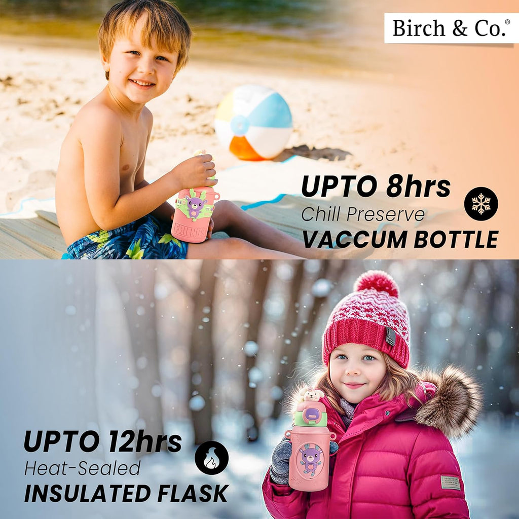 TEDDY Water Bottle - Waterbottle for Girls and Boys, Stainless Steel, Spill-Proof, BPA-Free, Pink