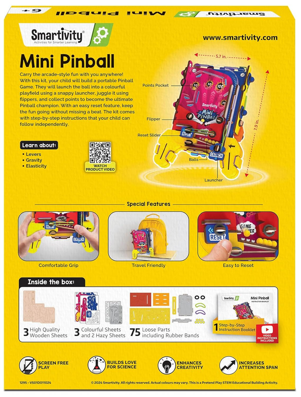 Mini Pinball Game for Kids Ages 6-12 Years | Build Your Own Hand-Held Pinball I Birthday Gift for Boys & Girls IScreen Free Play